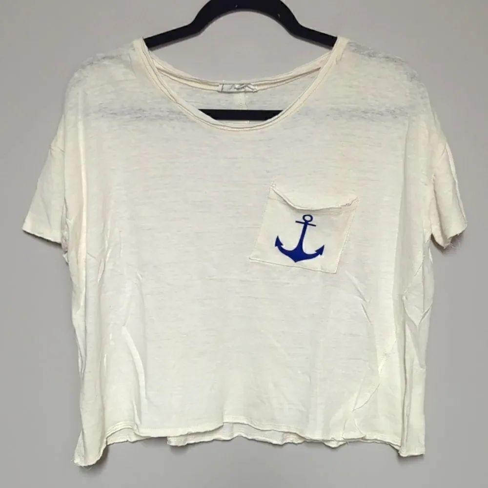 Tulip B White Short Sleeve Cropped Shirt